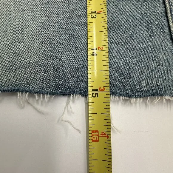 Denim Jean Mini Skirt Size 28 US 6 Gravel Light Vintage Raw Hem Treasure & Bond - Picture 13 of 15